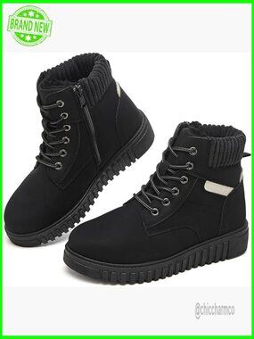 Waterproof Ankle Boots with Zipper, Anti-Slip Snow Boots for Hiking & Work